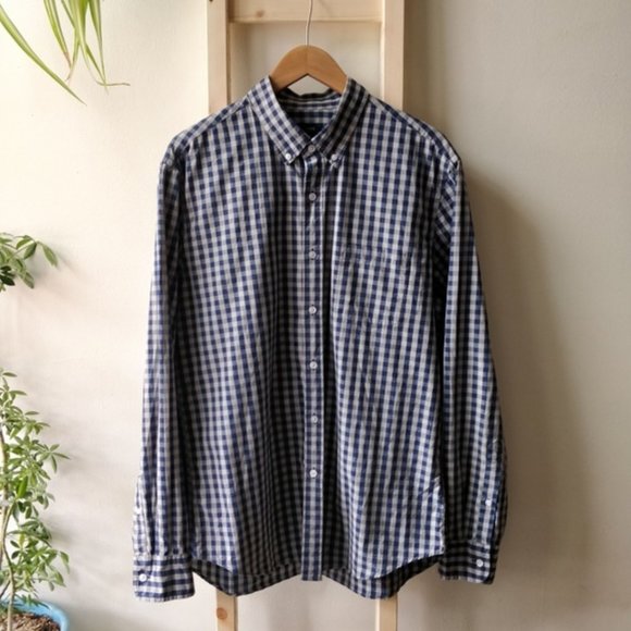 J. Crew Washed Shirt Two-Tone Gingham Check Plaid Broadcloth Button Down L - Picture 2 of 6